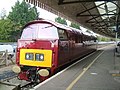 A Class 52 (no. D1015) restored to 1960s Western Region maroon livery.
