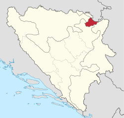 Location of Brčko in Bosnia and Herzegovina