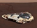 Imaxe obtida pola cámara panorámica a bordo da Opportunity, que amosa o módulo de aterraxe baleiro.