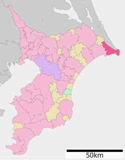 Vị trí Chōshi trên bản đồ tỉnh Chiba