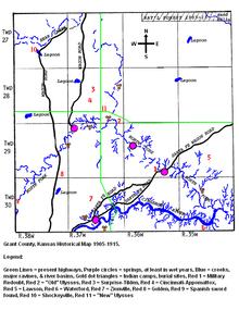 Grant County, Kansas Historical Map 1905–1915.