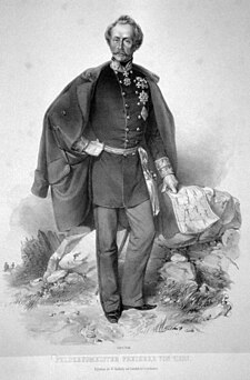 Polní podmaršál Heinrich von Hess (1848, litografie, August Strixner)