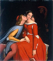 Jean-Auguste-Dominique Ingres, Paolo et Francesca, huile sur bois, 35 × 28 cm, 1814, musée Condé, Chantilly.