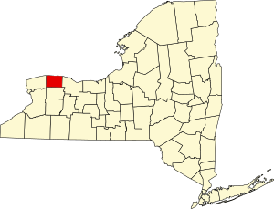 Map of New York highlighting Orleans County