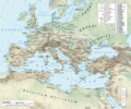 Image 29The Roman Empire under Hadrian (ruled 117–138) showing the location of the Roman legions deployed in 125 AD (from Roman Empire)