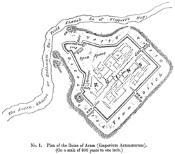 Sketch of the town's outline by John George Taylor, from his Travels in Kurdistan (1865)