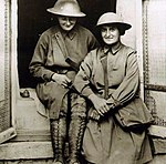 Chisholm and Knocker wearing their Tommy helmets. Pervyse, Belgium, c. 1917