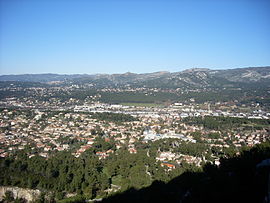 La Penne-sur-Huveaune viewed from the summit of a nearby hill