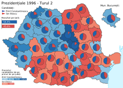 Distribuția geografică a voturilor pentru funcția de Președinte al României (turul doi)