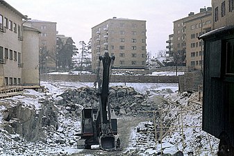 Fredhällstunneln under byggnad, vy från norr, 1964.