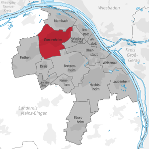 Lage von Gonsenheim in Mainz