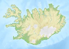 Mapa konturowa Islandii, na dole nieco na lewo znajduje się owalna plamka nieco zaostrzona i wystająca na lewo w swoim dolnym rogu z opisem „Þingvallavatn”