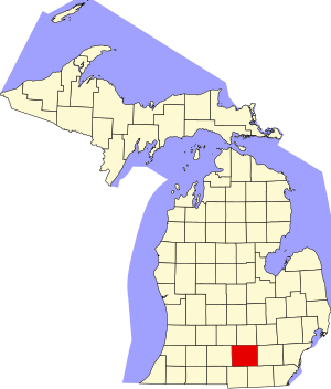 Map of Michigan highlighting Jackson County