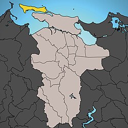 Location of San Juan Antiguo shown in yellow within San Juan shown in light grey