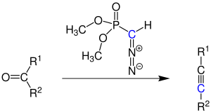 Reaktionsschema Seyferth-Gilbert-Kettenverlängerung