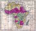 Sur cette carte de 1808, le cartographe désormais au courant de l'« énigme » du Niger prend ses précautions : un fleuve existe vers Tombouctou mais il ne possède pas d'embouchure maritime.