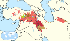 Distribution des différents dialectes du kurde