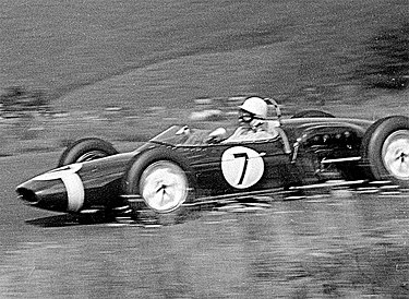 Stirling Moss driving his Lotus to victory at the 1961 German Grand Prix.
