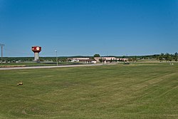 Belcourt water tower and Turtle Mountain Middle School