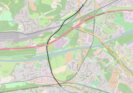 Spoorlijn aansluiting Essen-Dellwig Ost - Bottrop Hauptbahnhof op de kaart