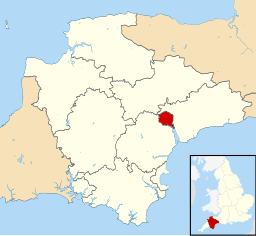 Okrožje Exeter vključno Topsham prikazano v Devonu