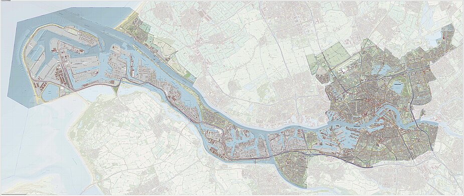 Topografisch kaartbeeld van de Gemeente Rotterdam, per september 2018 (terrein op basis van luchtfoto medio 2015; gebouwen en wegen november 2016).