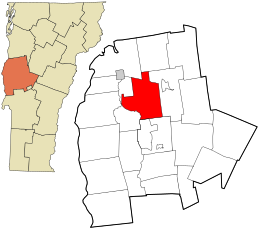 Location in Addison County and the state of Vermont.