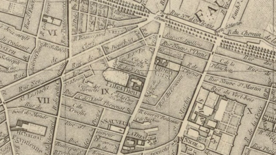 Emplacement du couvent des Filles Dieu rue Saint-Denis Paris en 1771