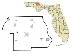 Location in Jackson County and the state of Florida