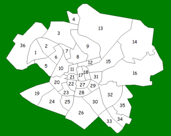 Übersichtskarte zu Stadtbezirken Norrköpings