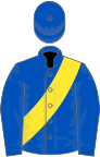 Royal blue, yellow sash