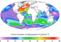 WOA, GLODAP anthropogenic CO2 inventory (1990s)