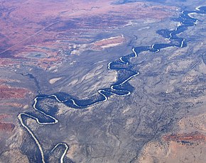 Menindee yakınlarından Darling Nehri'nin havadan görüntüsü