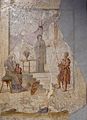 Casandra profetiza o fin de Troia, ante Príamo e Paris (á esquerda) e Heitor (á dereita) (Pompeia, Museo Nacional de Nápoles)