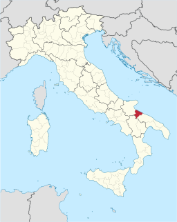 Karta över Italien med Provincia di Barletta-Andria-Trani markerat