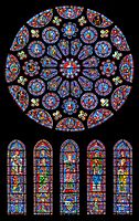 Chartres Cathedral stained glass, south rose window, 1221–1230