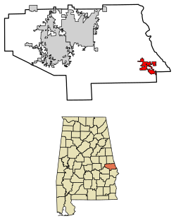 Location of Smiths Station in Lee County, Alabama.