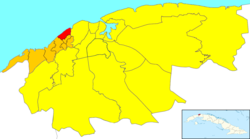 Location of Miramar in Havana