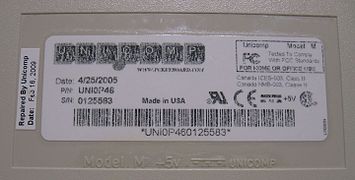 Underside of a Unicomp UNI0P46; built 2005, repaired 2009