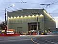 Acoustic shed on St Kilda Road to mask excavation noise during construction of Anzac station, June 2020