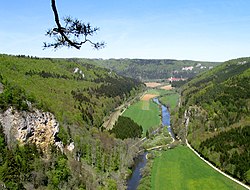 Blick vom Knopfmacherfelsen in das Donautal