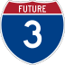 Future Interstate 3 marker