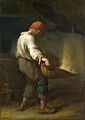 ジャン＝フランソワ・ミレー『箕をふるう人』1847-48頃。油彩、キャンバス、100.5 × 71 cm。ナショナル・ギャラリー（ロンドン）[158]。