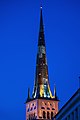 Church tower at night