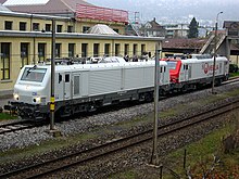Deux E 37500 dont une de CB Rail et une de Véolia à Bienne, en Suisse.