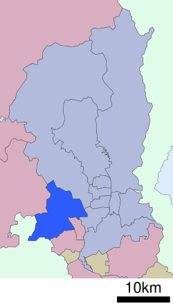 Nishikyōn suuralueen sijainti Kioton kaupungissa