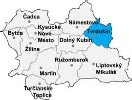 Poloha okresu Tvrdošín v Žilinskom kraji (klikacia mapa)