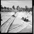 Construction on Eniwetok, Seabee Bulldozers working on airstrip