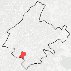 Kaupungin kartta, jossa Filopáppou korostettuna.