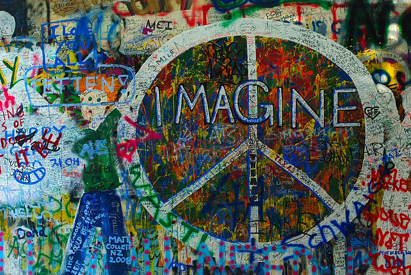 The Lennon Wall in Prague, Czech Republic. Show another